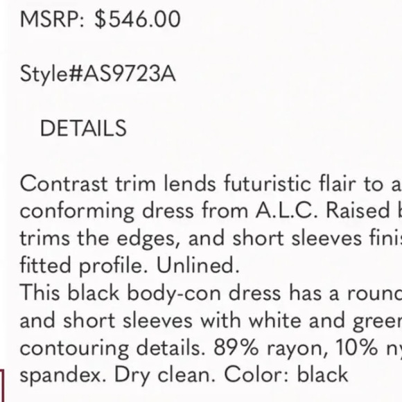 Alc Evans Black Bandage Bodycon Dress Rayon Knit ✨ - Picture 7 of 7